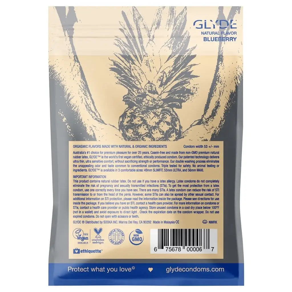 Glyde Organic Blueberry Flavored Condoms - Rolik®