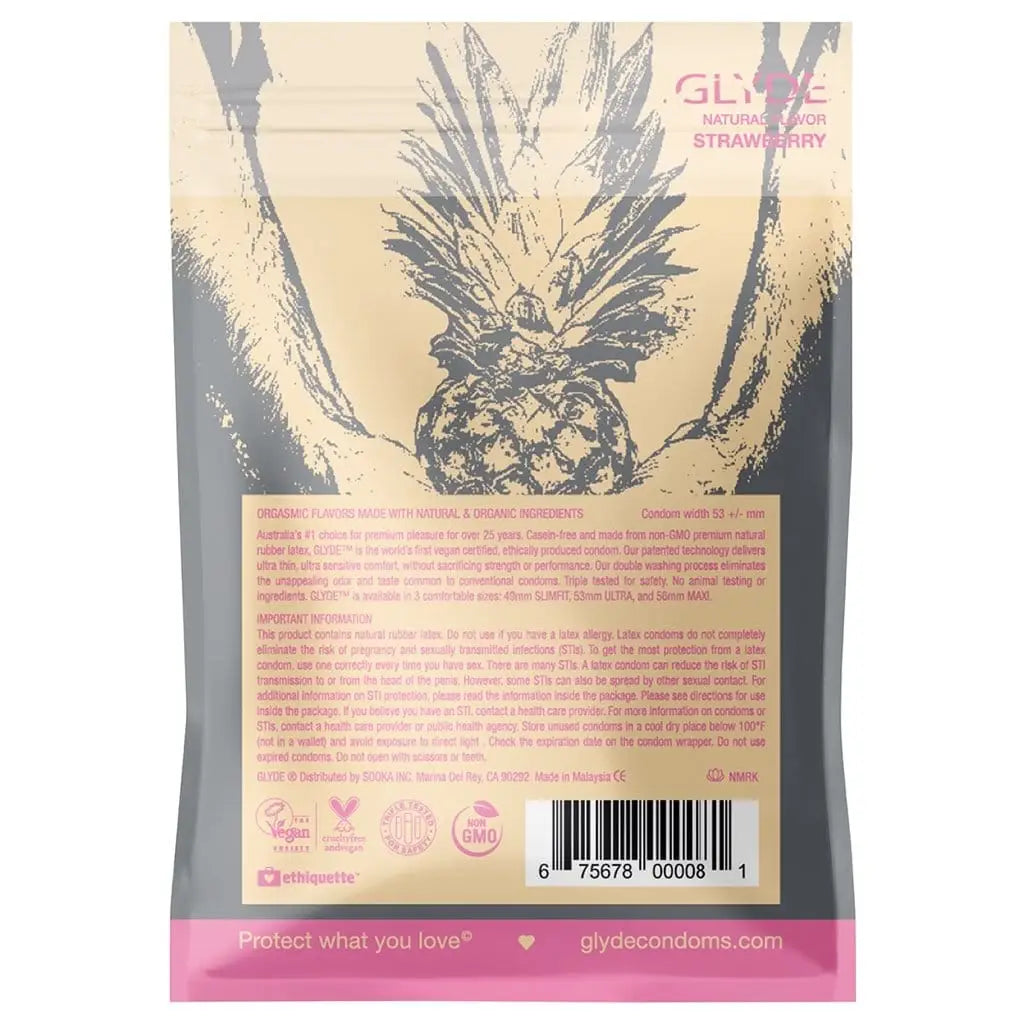 Glyde Organic Strawberry Flavored Condoms - Rolik®