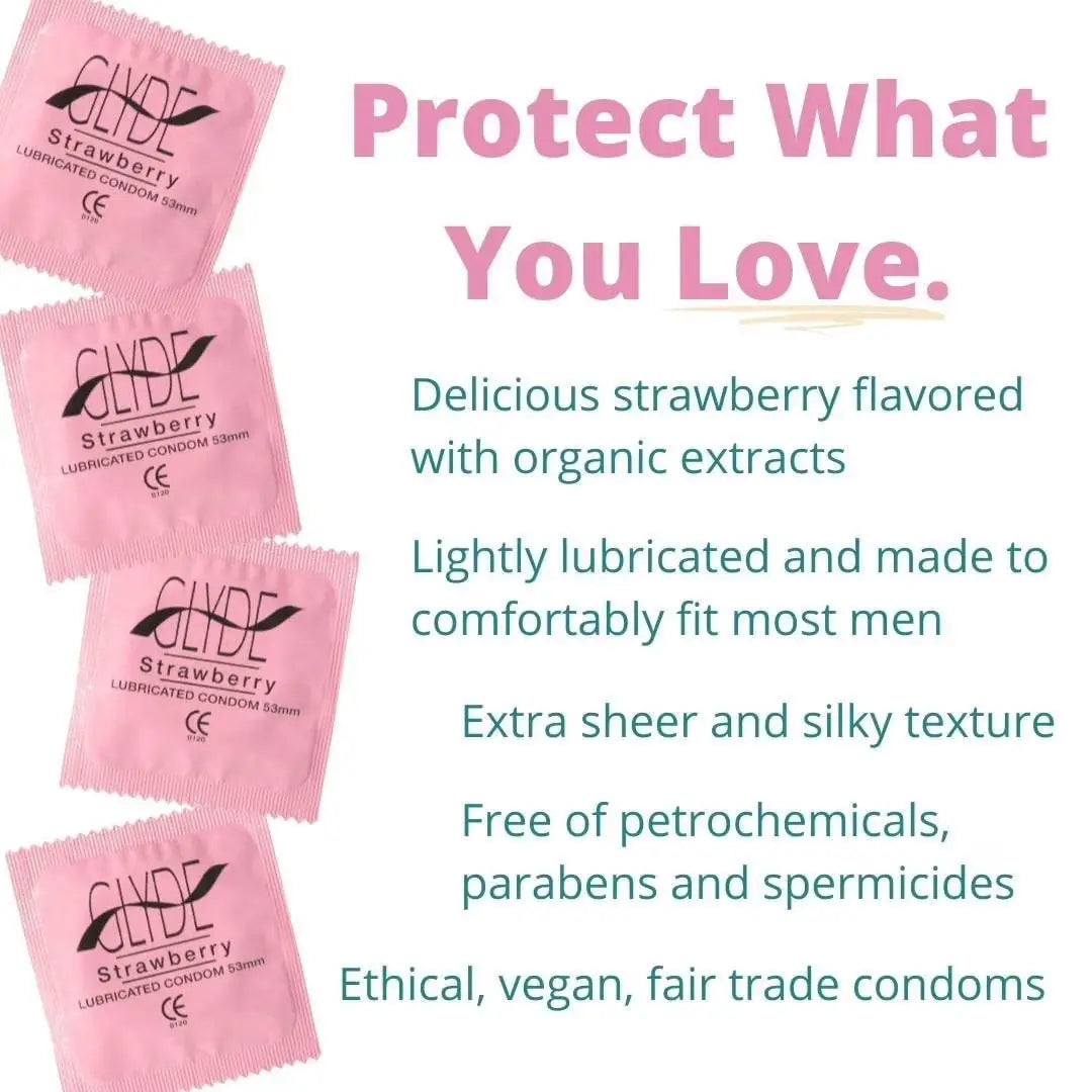 Glyde Organic Strawberry Flavored Condoms – Vegan & Plant-Based