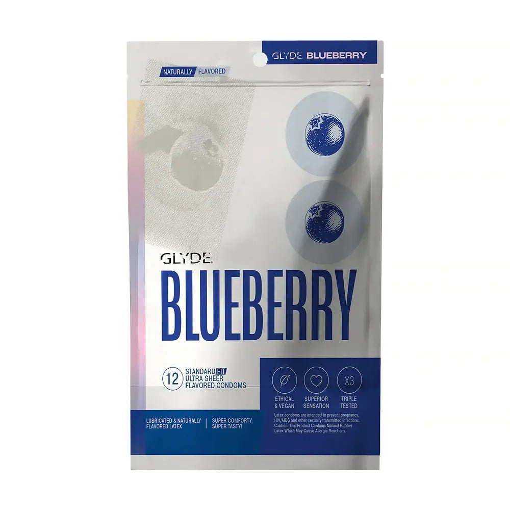 Glyde Ultra Organic Blueberry Flavored Condoms - Vegan & Fair Trade 12-Pack