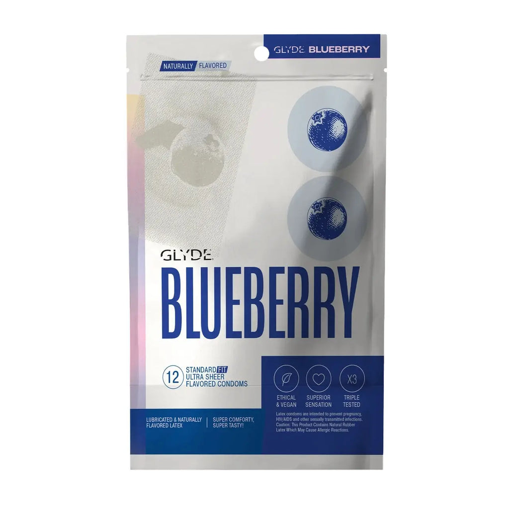 Glyde Ultra Organic Blueberry Flavored Condoms - Vegan & Fair Trade 12-Pack