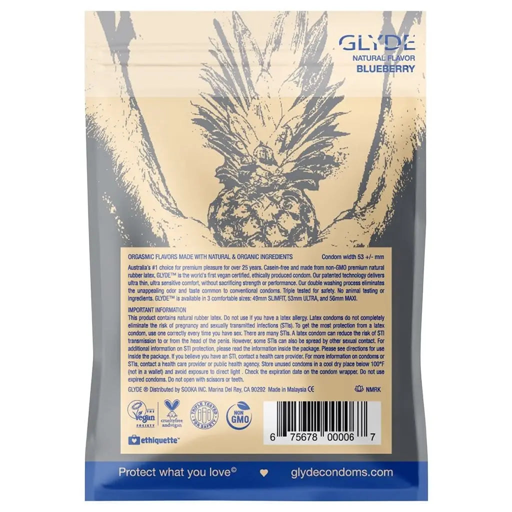 Glyde Organic Blueberry Flavored Condoms - Rolik®