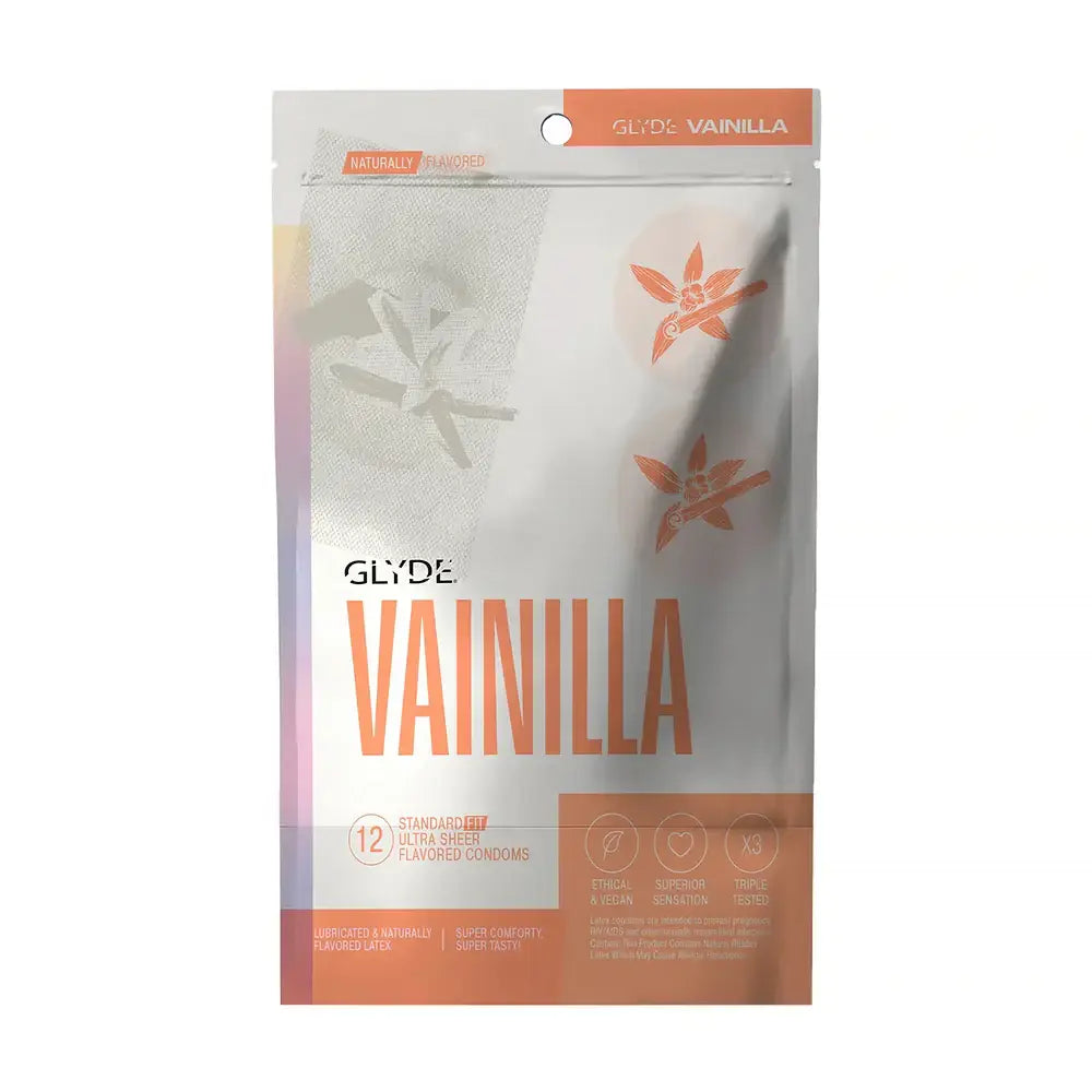 Glyde Ultra Organic Vanilla Flavored Condoms - Vegan & Plant-Based 12-Pack