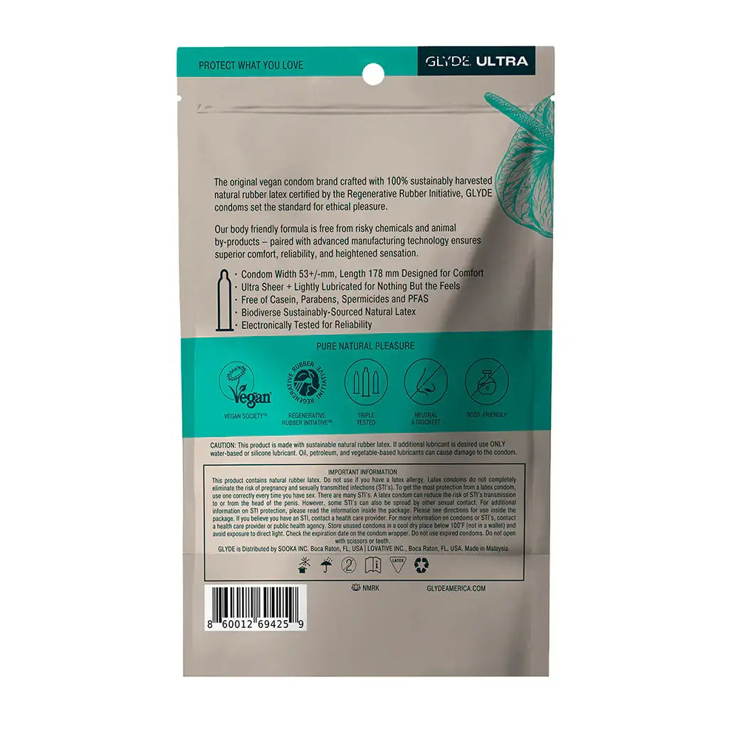 Glyde GLYDE ULTRA Standard Fit Natural Rubber Condoms