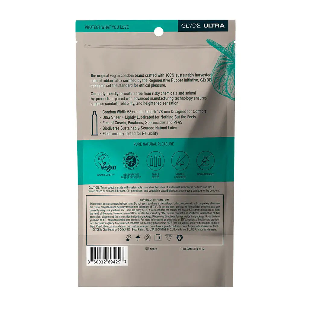 Glyde GLYDE ULTRA Standard Fit Natural Rubber Condoms