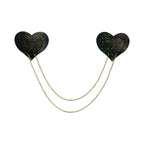 Black Disco Ball Heart with Gold Chains Nipple Pasties