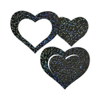Heart Nipple Pasties High Quality Materials Prevent Wrinkling - Black Peek a Boob