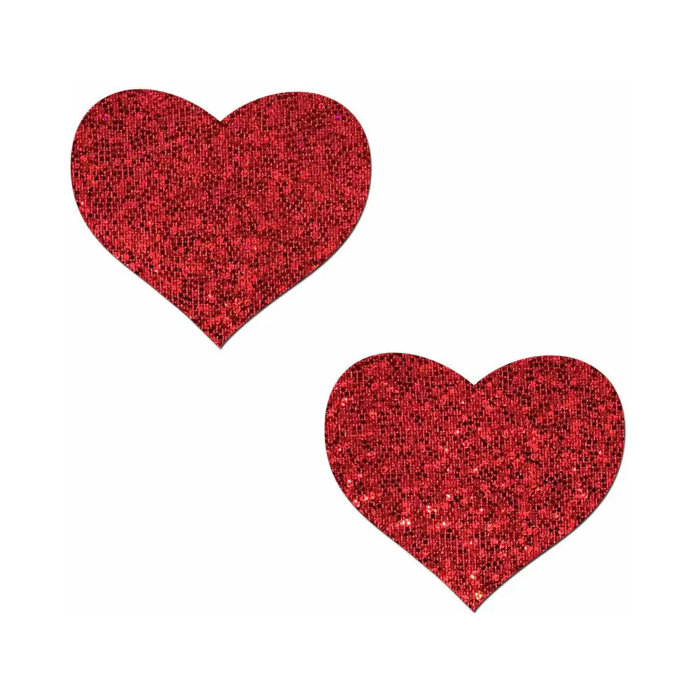 Heart Nipple Pasties High Quality Materials Prevent Wrinkling - Glitter Red