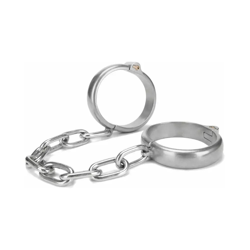 Heavy Duty Metal Ankle Cuffs - Silver - Restraints
