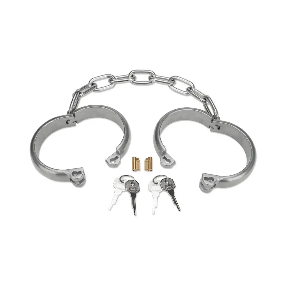 Heavy Duty Metal Ankle Cuffs - Silver - Restraints