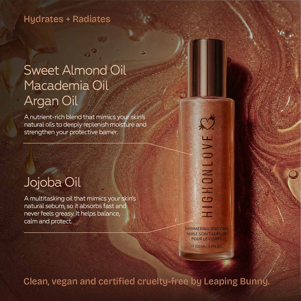 High on Love® HighOnLove Shimmering Body Oil with Cacay 3.4 fl. oz.