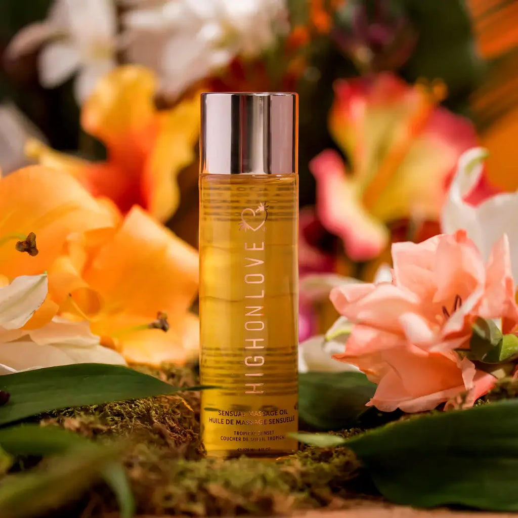 High on Love® Love Nourishing Massage Oil | Edible Vegan & Hemp-Infused Tropical Sunset