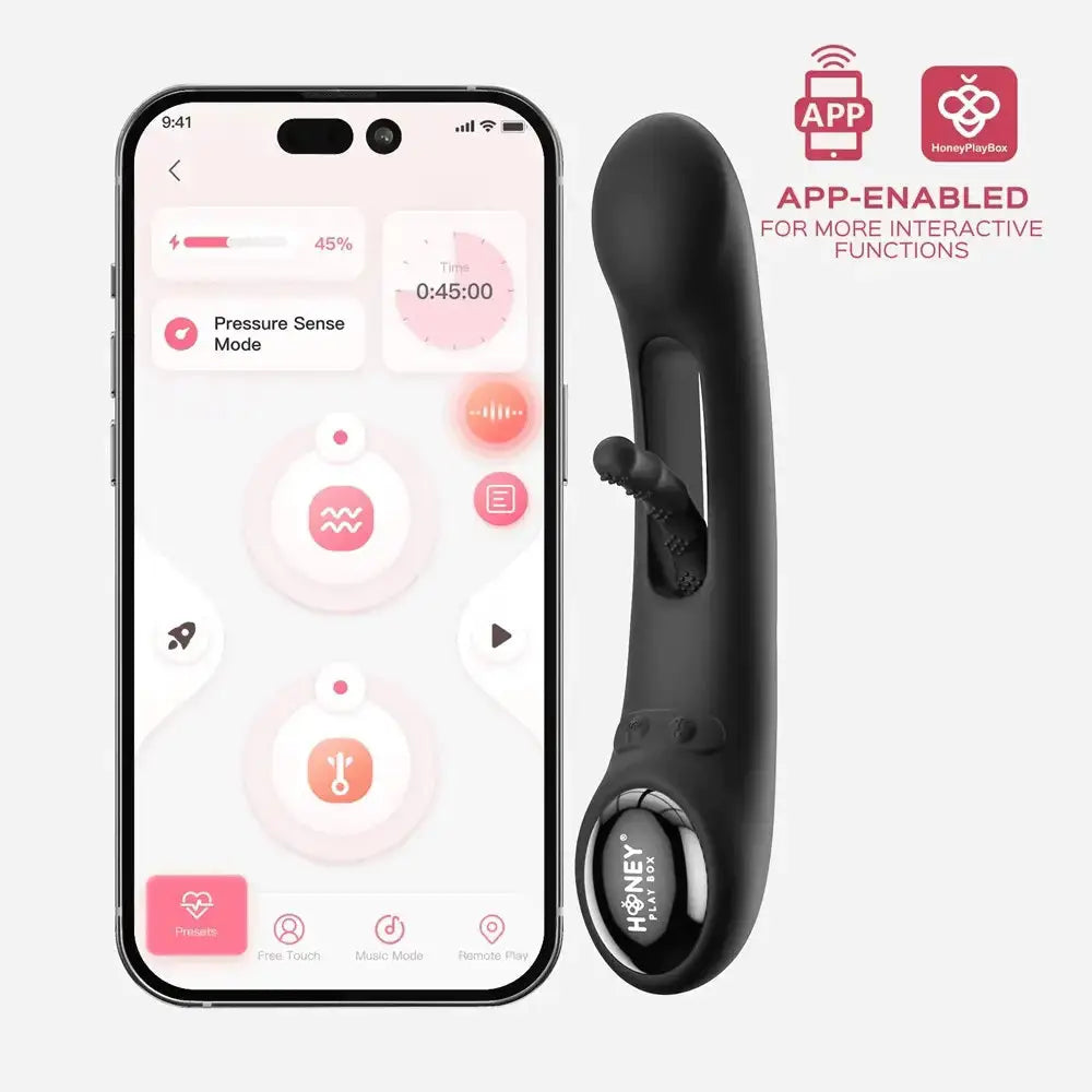 Honey Play Box Tempo Pressure-Sensing App-Controlled G-Spot Vibrator with Tapping