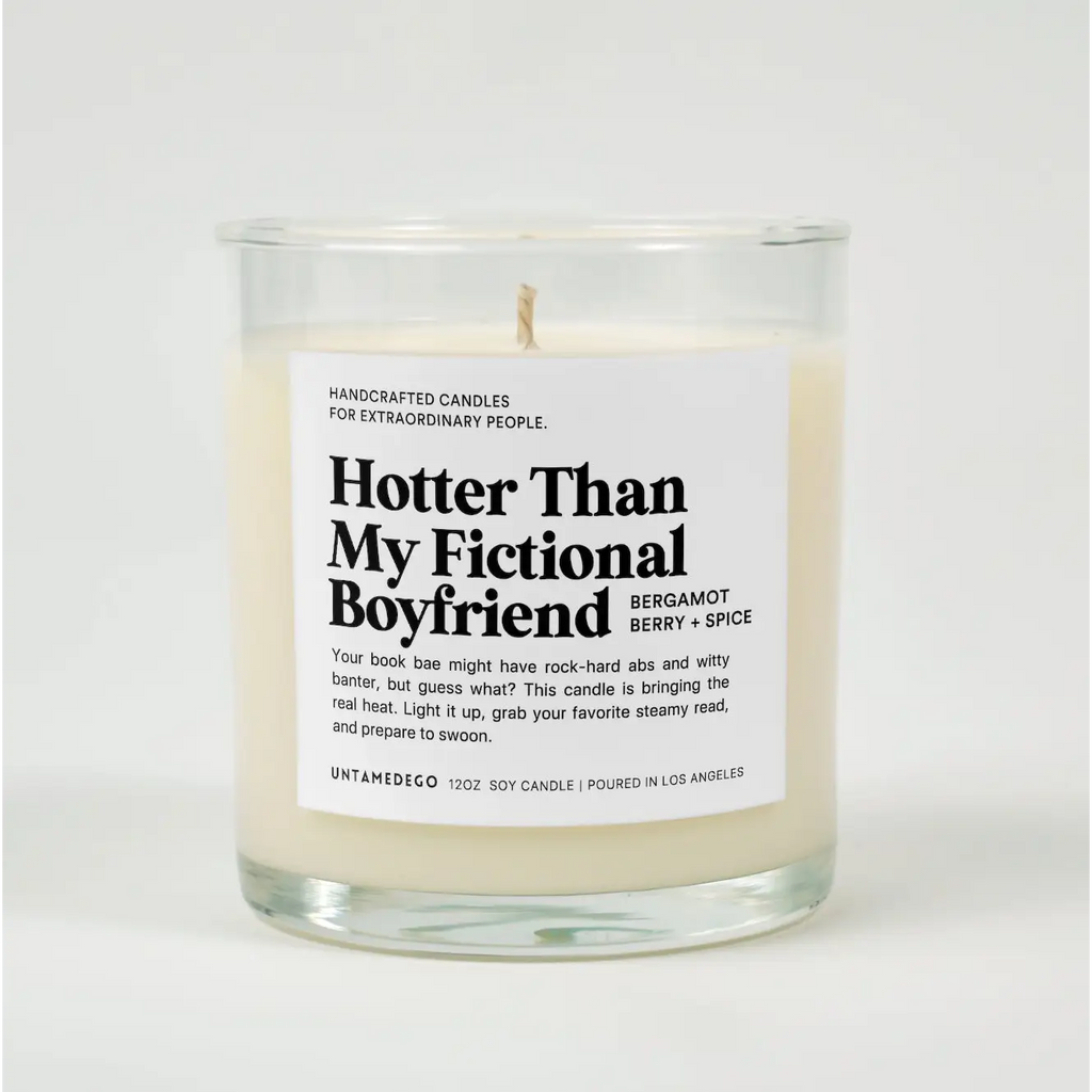 Hotter Than My Fictional Boyfriend Glass Candle BERGAMOT BERRY SPICE