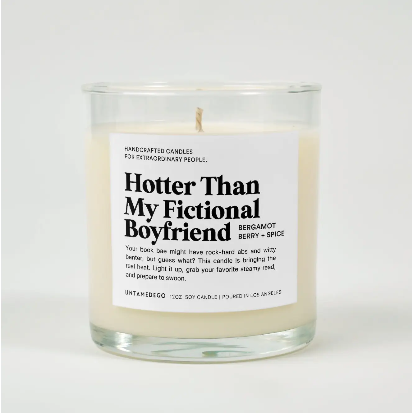 Hotter Than My Fictional Boyfriend Glass Candle BERGAMOT BERRY SPICE