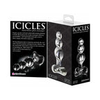Icicles® No. 47 Beaded 4’’ Glass Anal Plug Clear Butt