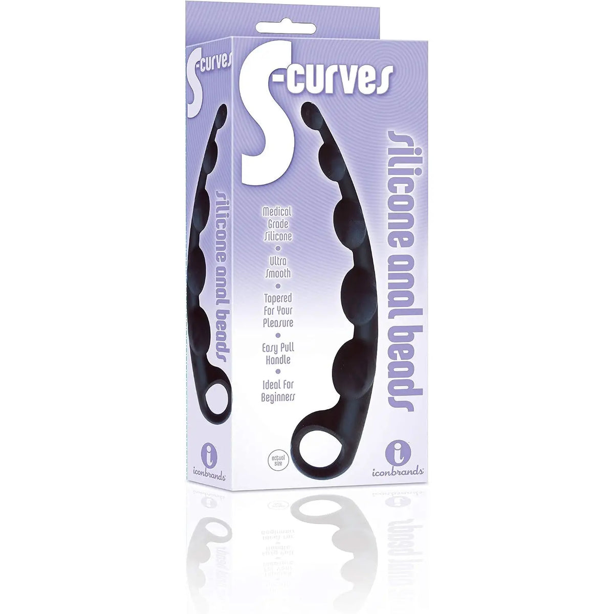 Icon Brands The 9’s S Curves Curved Silicone Anal Beads – Medical-Grade Body-Safe Black
