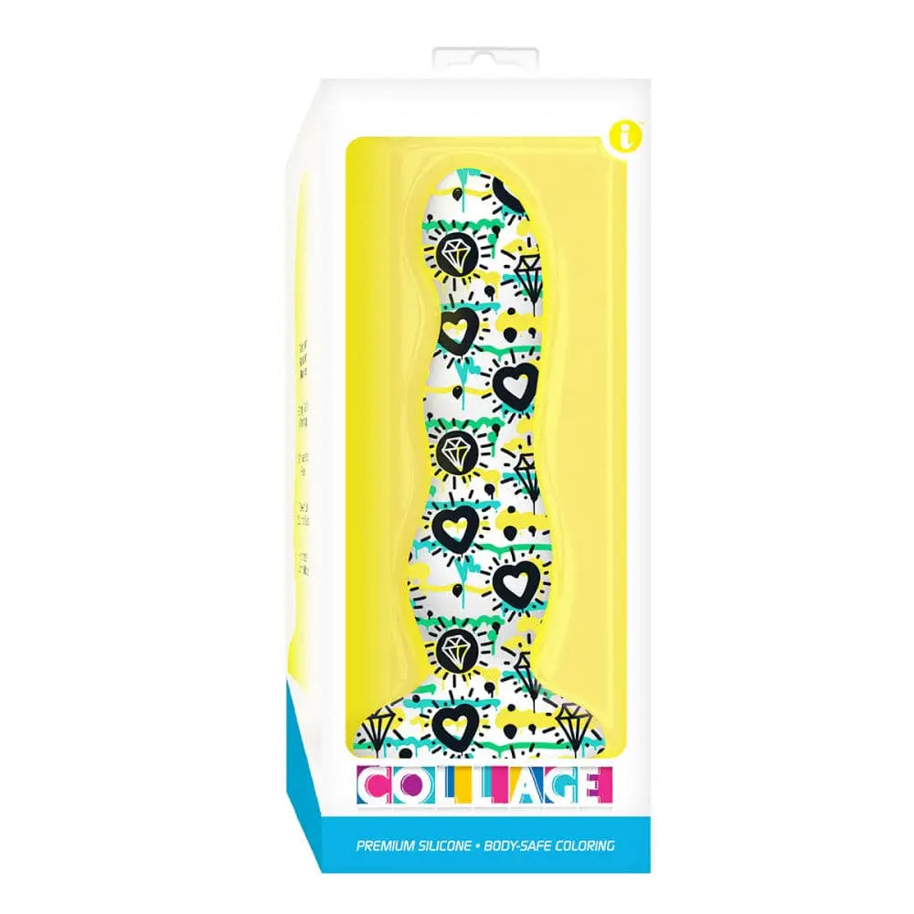 Collage Diamonds & Hearts Curvy Silicone Dildo - Rolik®