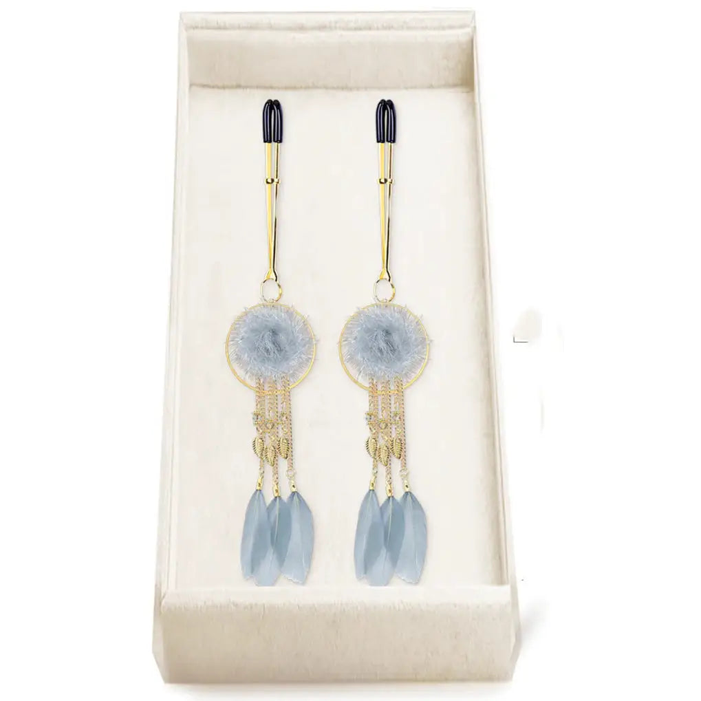 Icon Brands Couture Clips Dove Gray Nipple Clamps Gold