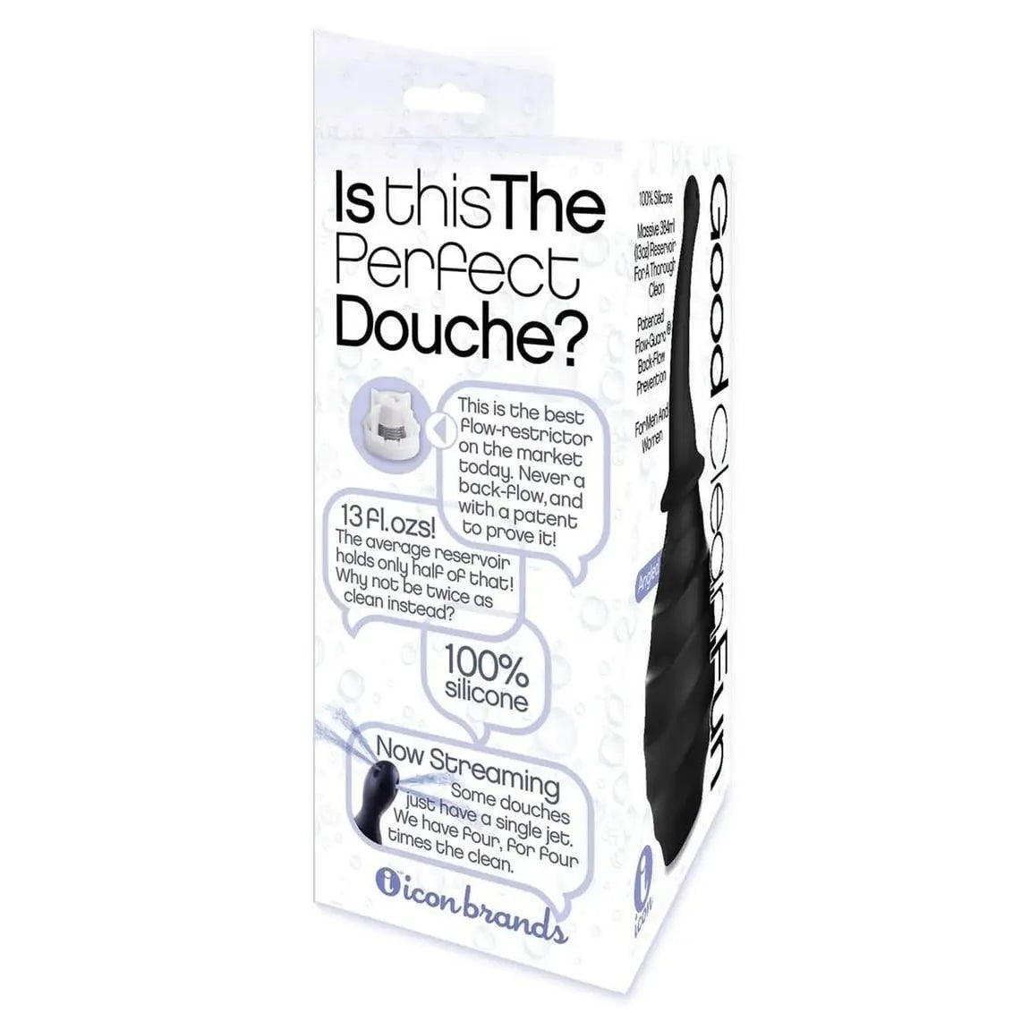 Icon Brands Good Clean Fun Angled Silicone Anal Douche 13 fl oz