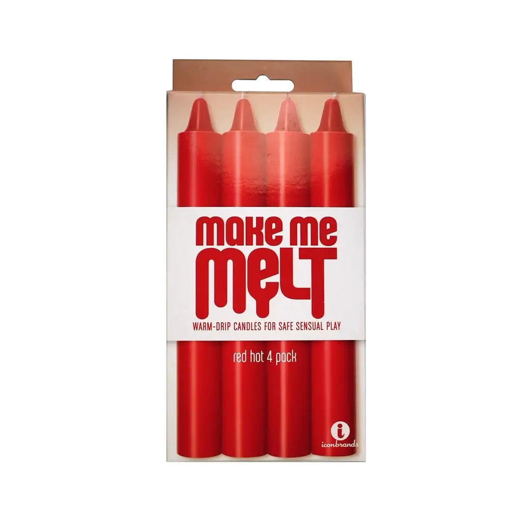 Icon Brands Make Me Melt Wax Play Candles - 4 Pack BDSM Drip Red