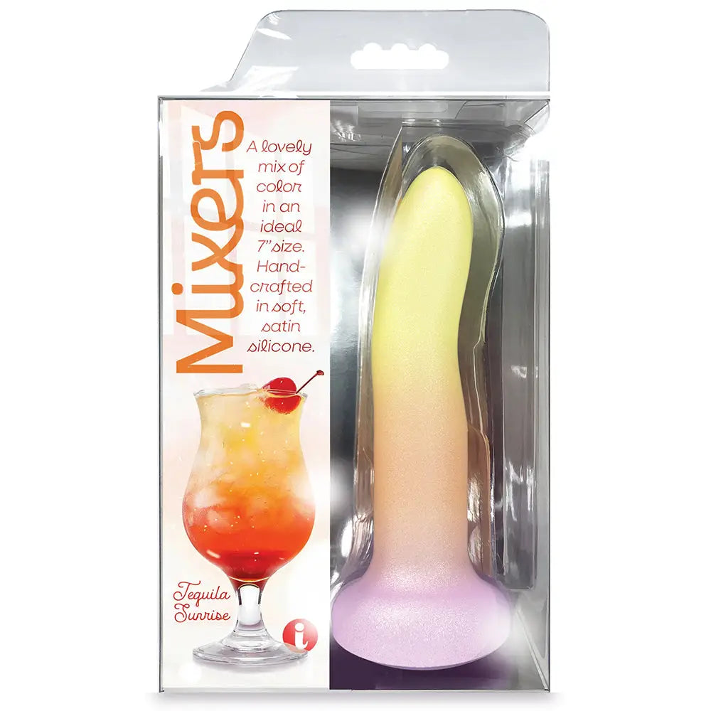 Icon Brands Mixers Tequila Sunrise 8’’ Silicone Dildo - Premium Ombre G-Spot Toy Multicolor