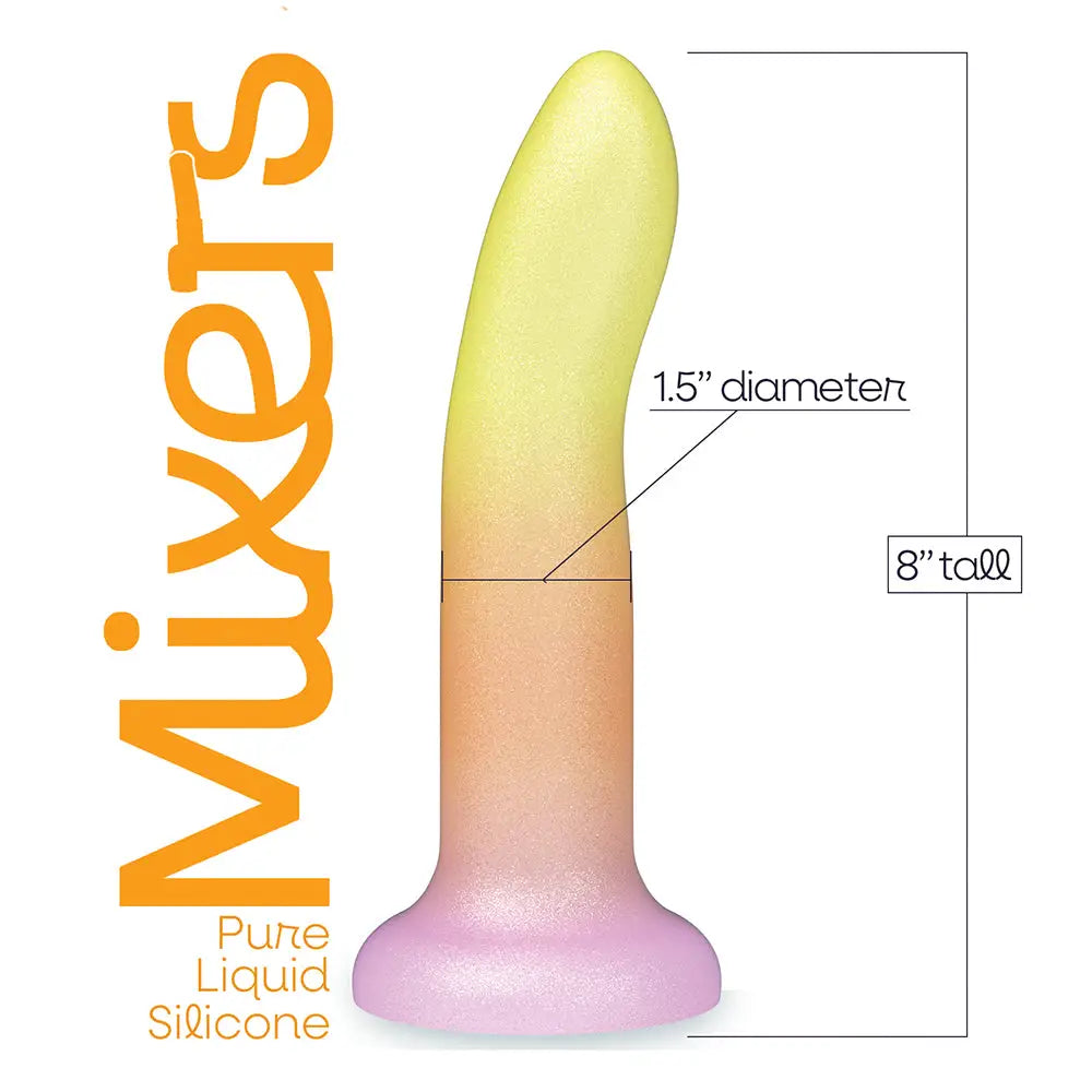 Icon Brands Mixers Tequila Sunrise 8’’ Silicone Dildo - Premium Ombre G-Spot Toy Multicolor