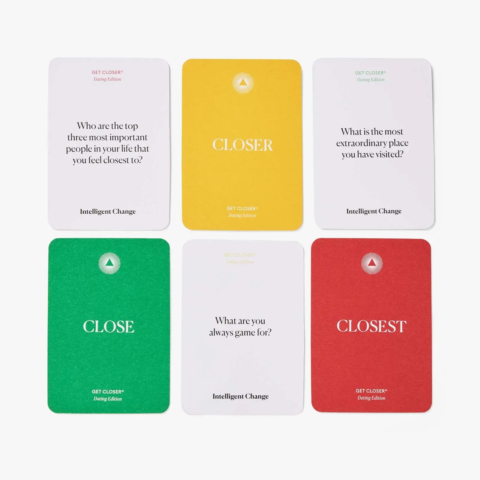 Set of cards with questions and answers on a white background
