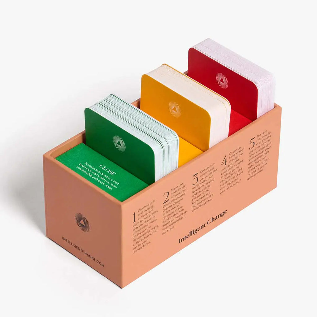 Set of color swatches in a wooden holder on a white background