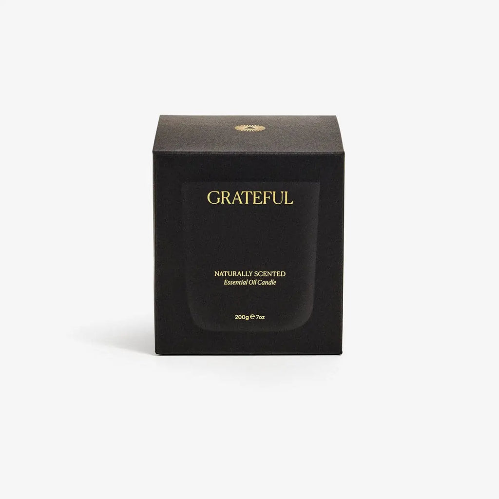 Black box with 'Grateful' branding on a white background