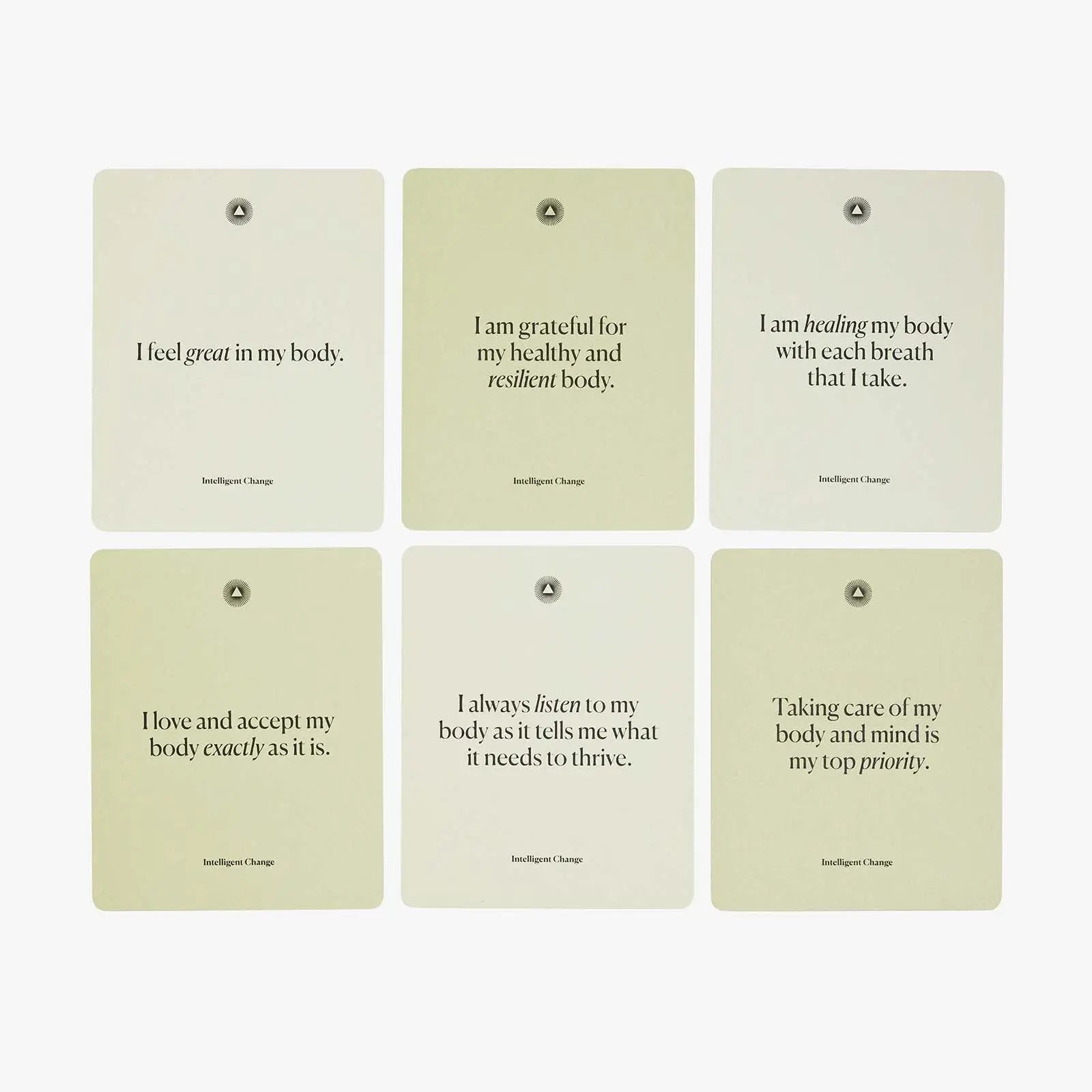 Intelligent Change Health & Wellbeing Affirmation Cards – 52-Card Deck with Beechwood Stand