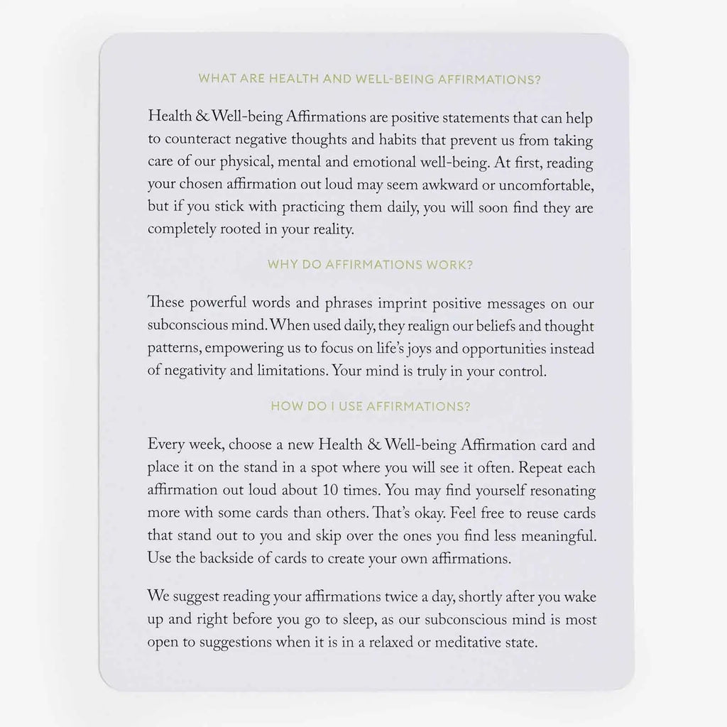 Intelligent Change Health & Wellbeing Affirmation Cards – 52-Card Deck with Beechwood Stand