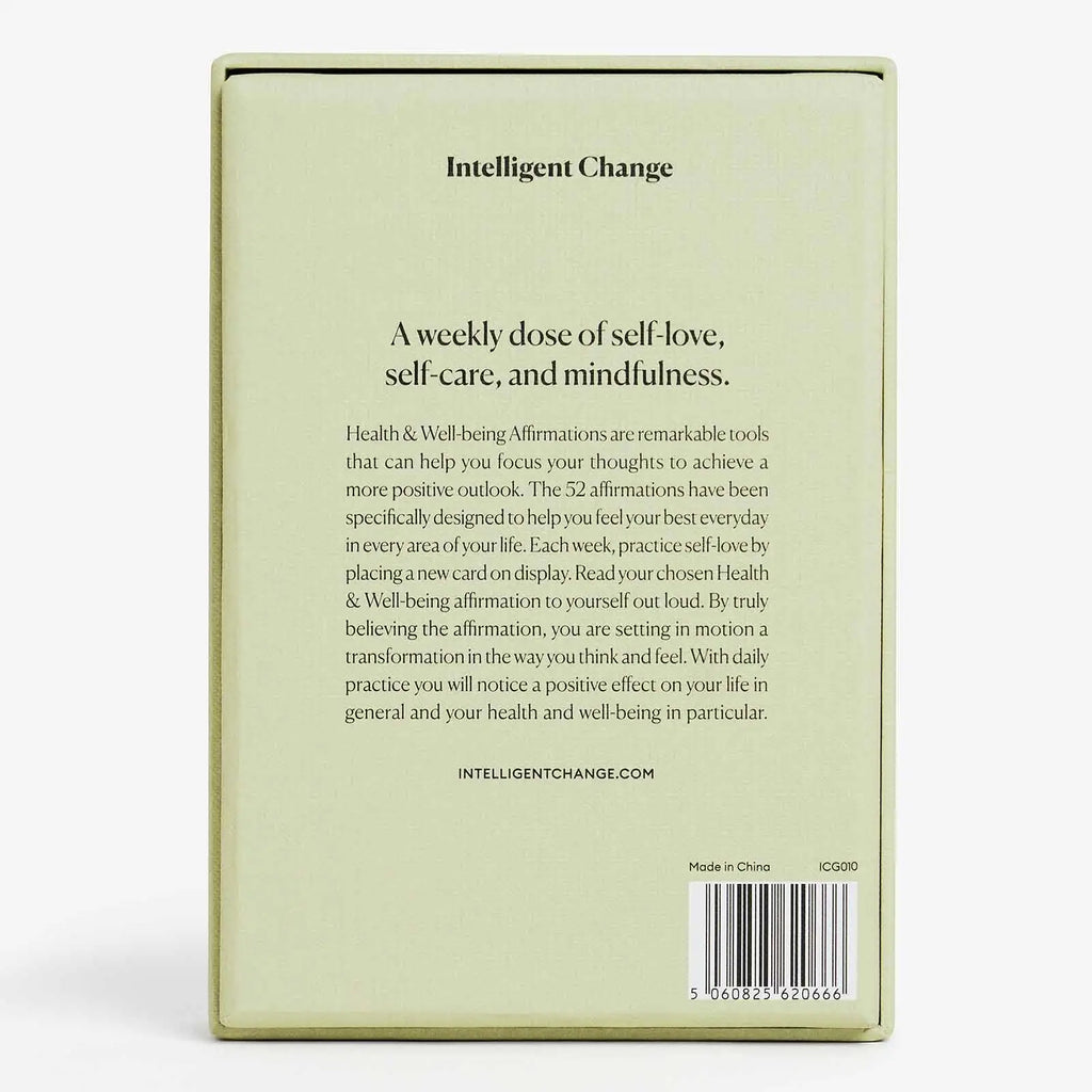 Intelligent Change Health & Wellbeing Affirmation Cards – 52-Card Deck with Beechwood Stand