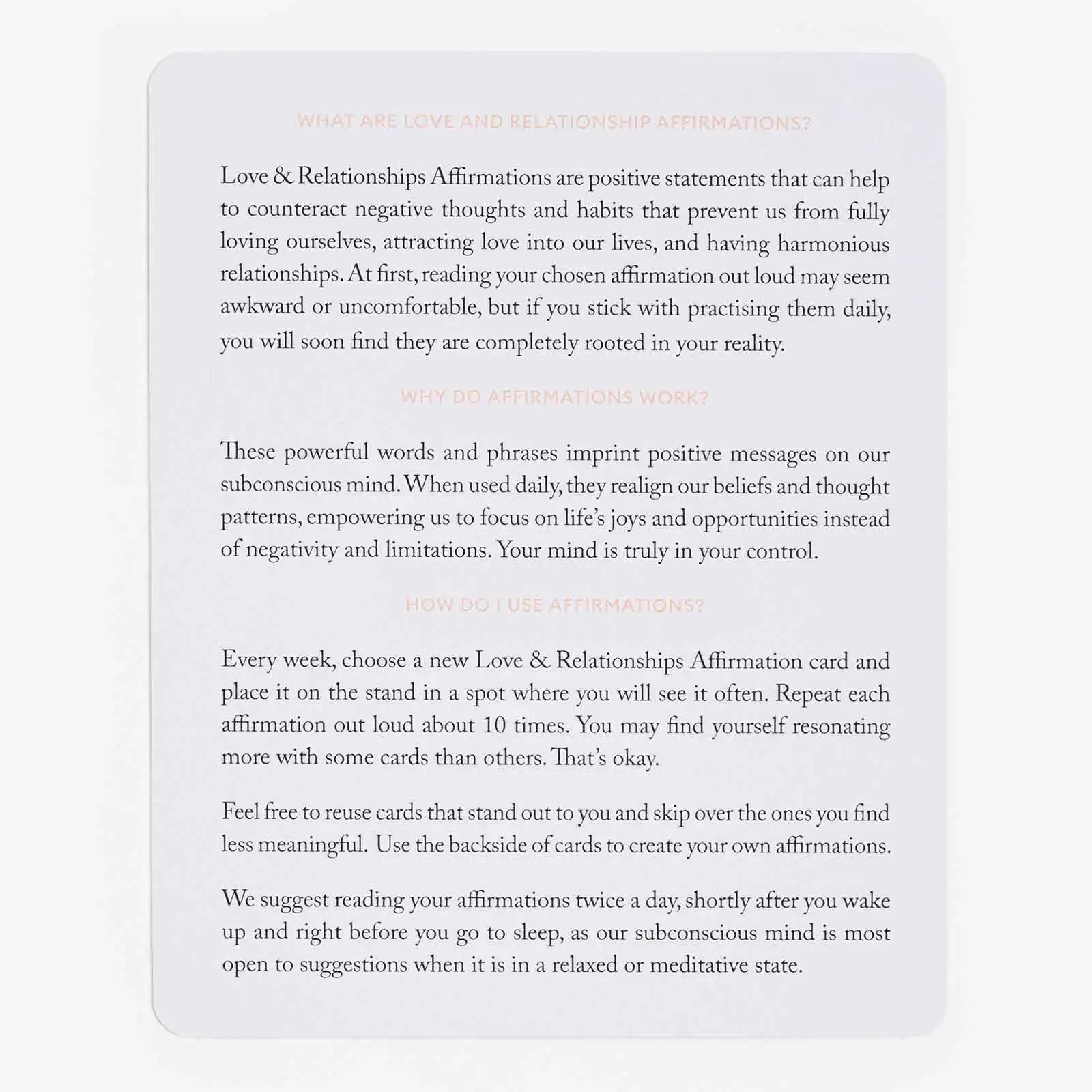 Intelligent Change Love & Relationships Affirmation Cards – 52-Card Deck with Beechwood Stand