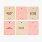 Set of six motivational cards with text on a white background