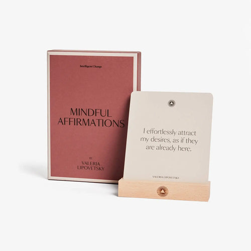 Book titled 'Mindful Affirmations' by Valeria Lipovetsky with a quote card on a white background