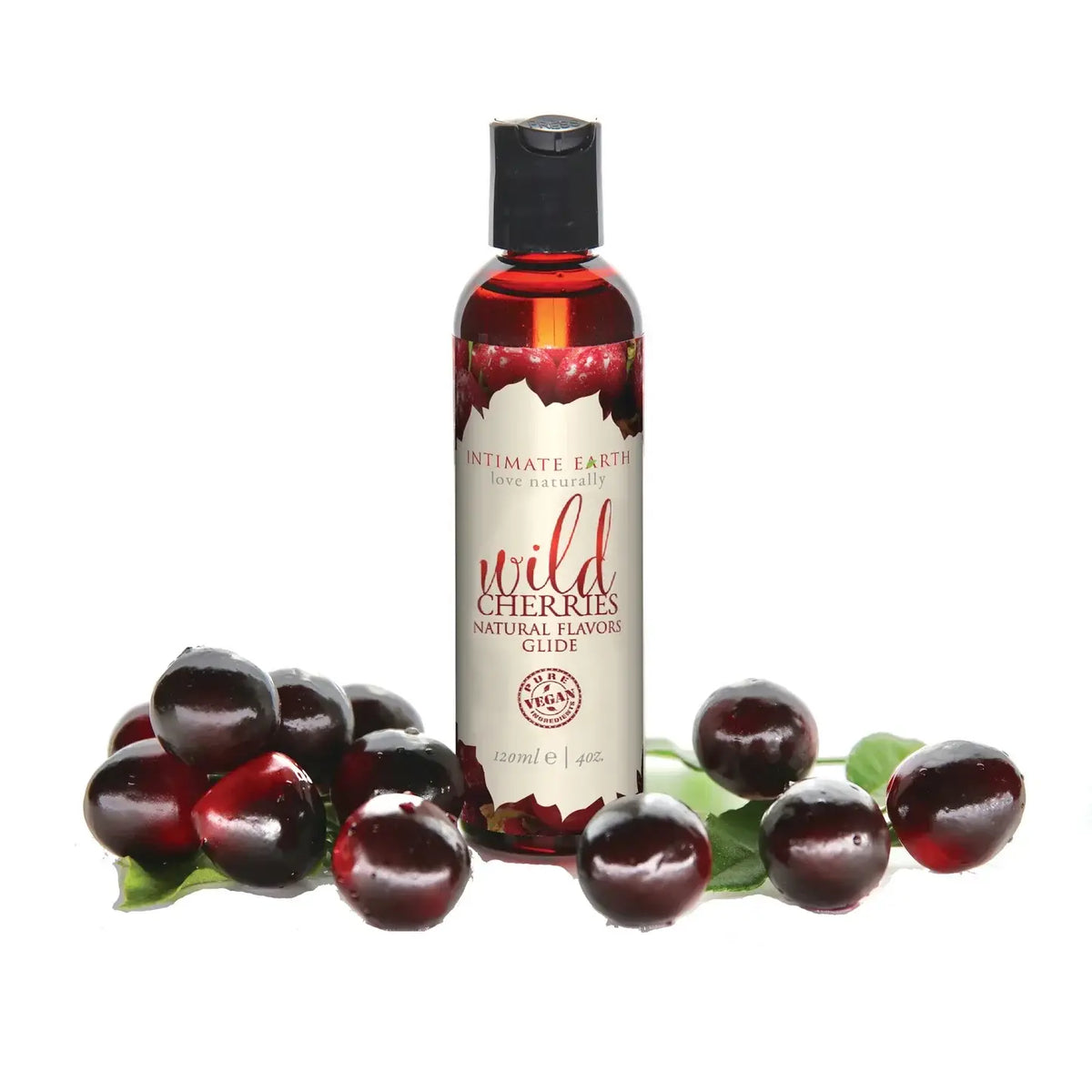 Intimate Earth Wild Cherries Flavored Lubricant - Natural Oral Pleasure Glide 4 fl. oz.
