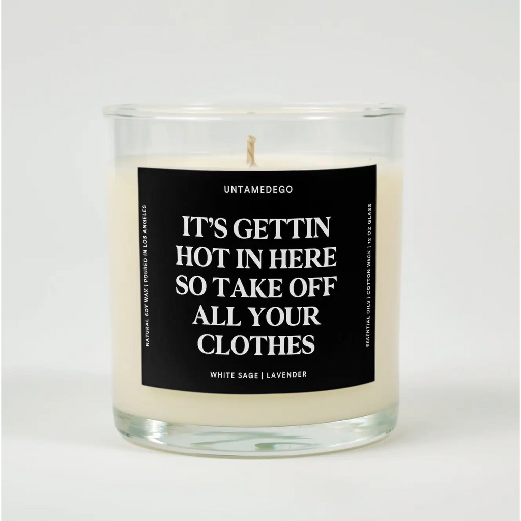 It’s Getting Hot In Here So Take Off All Your Clothes Glass Candle WHITE SAGE + LAVENDER