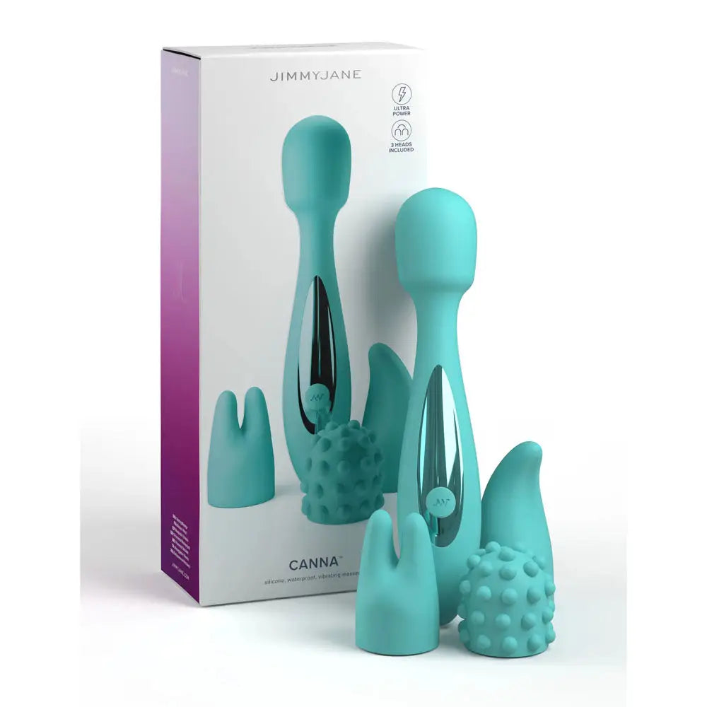 Jimmyjane Canna™ Rechargeable Wand Vibrator with 3 Attachments - Mint - Vibrator