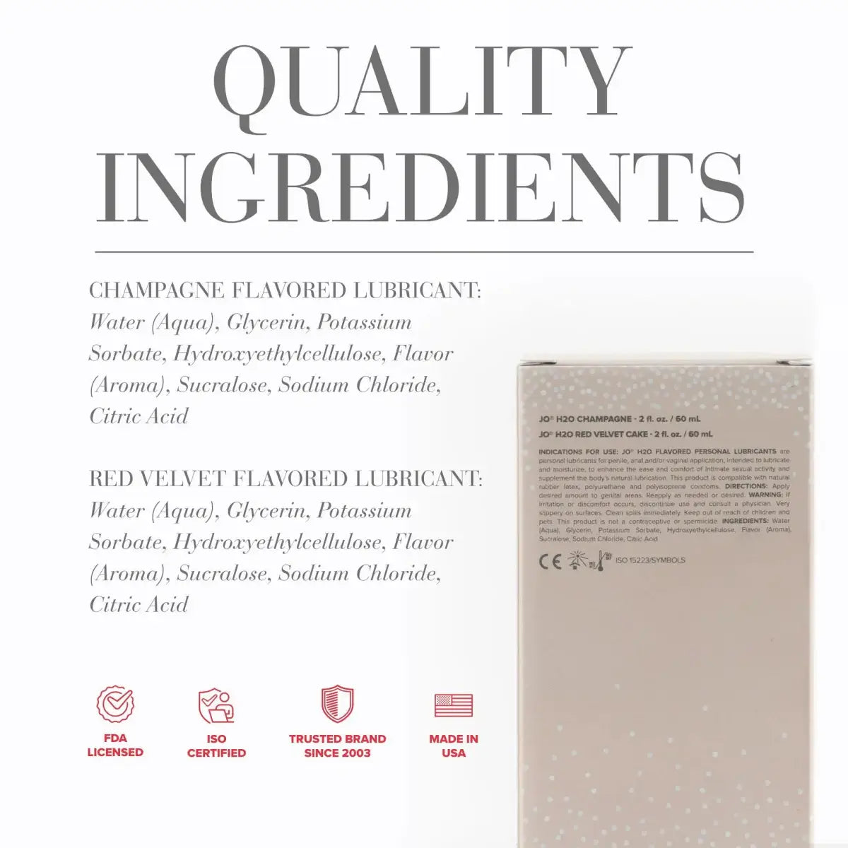 JO® 20th Anniversary Champagne/Red Velvet Cake Flavored Water - Based Lubricant Set - Rolik®