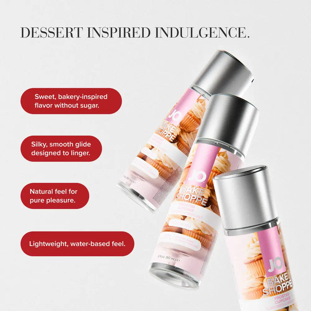 JO® Bake Shoppe Flavored Water-Based Lubricant | Peach Cobbler Frosted Cupcake & Orange Creampuff