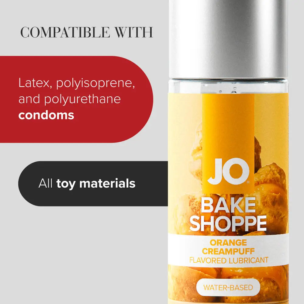JO® Bake Shoppe Flavored Water-Based Lubricant | Peach Cobbler Frosted Cupcake & Orange Creampuff