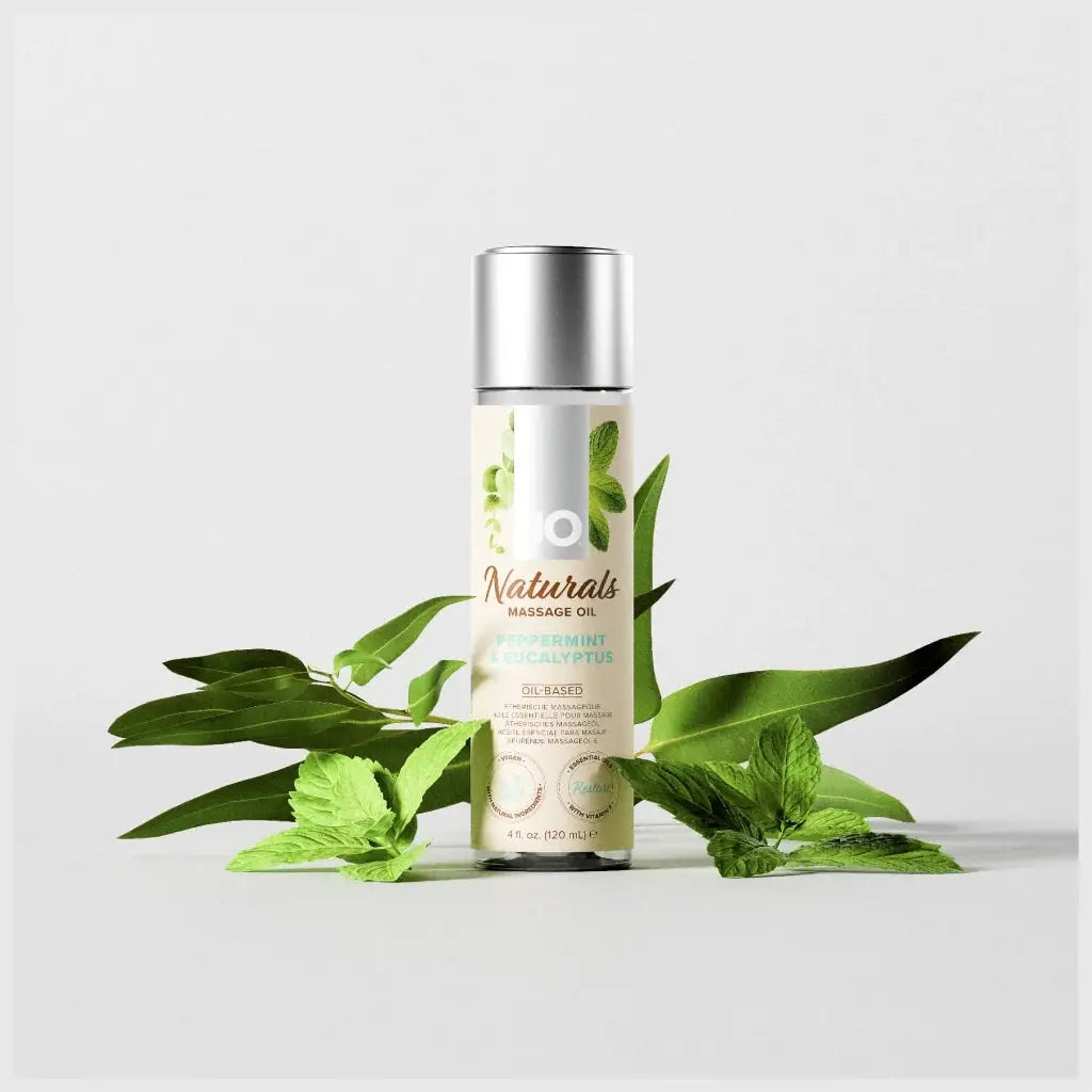 JO® JO Naturals Massage Oil - 100% Natural Vegan Aromatherapy Peppermint & Eucalyptus