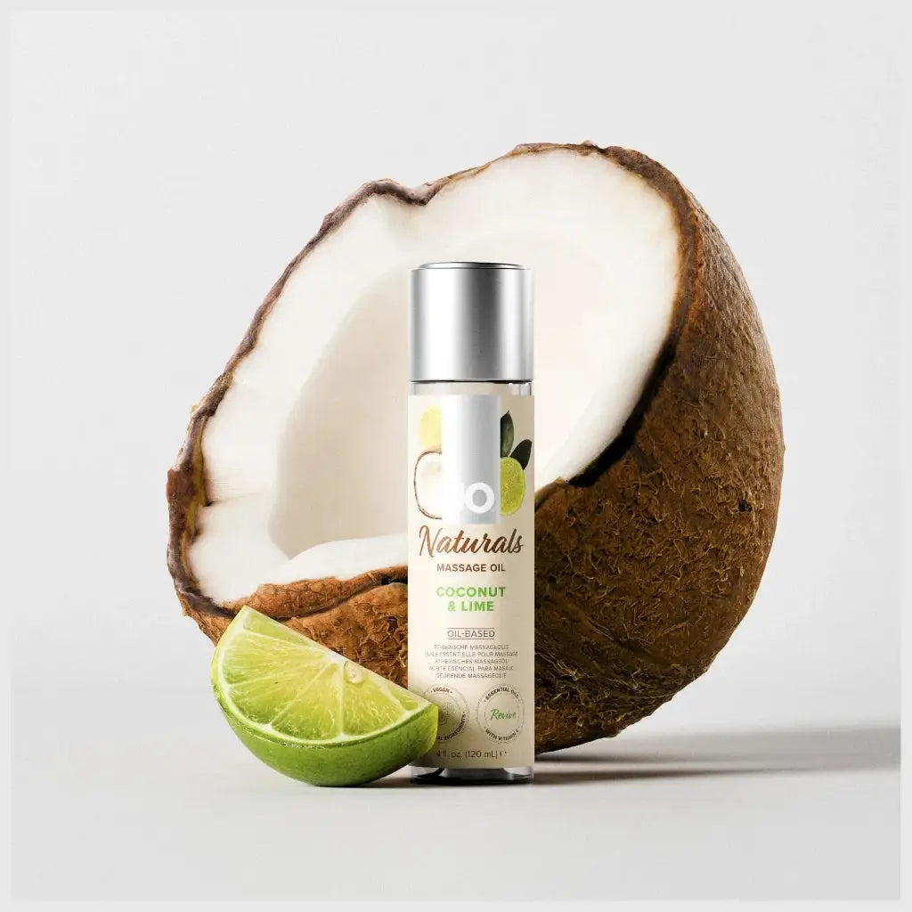 JO® JO Naturals Massage Oil - 100% Natural Vegan Aromatherapy Coconut & Lime