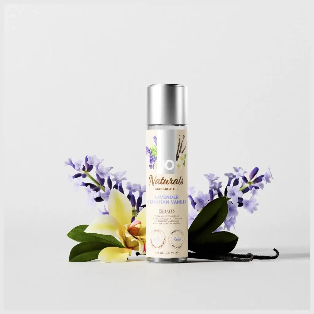 JO® JO Naturals Massage Oil - 100% Natural Vegan Aromatherapy Lavender & Tahitian Vanilla