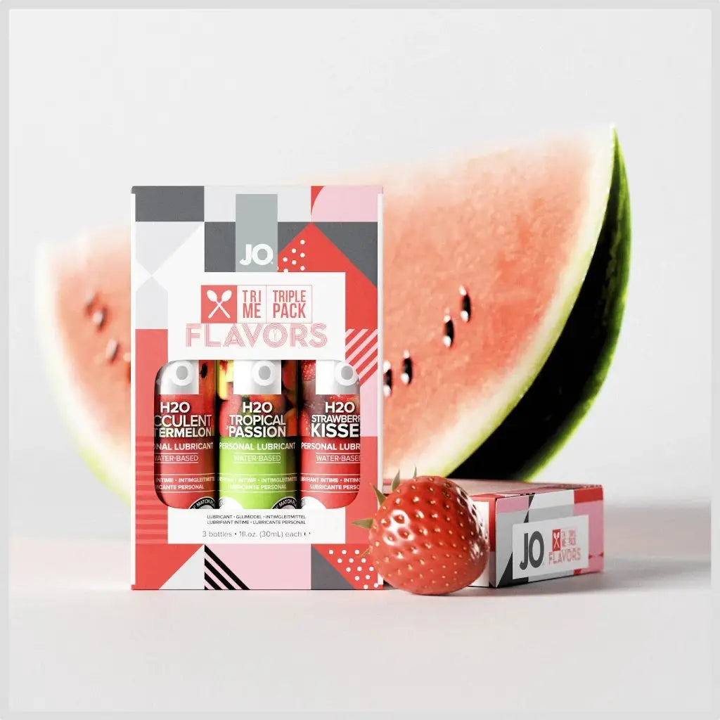 JO® JO Tri-Me Triple Pack – Flavored Water-Based Lubricant Gift Set (3-Pack)