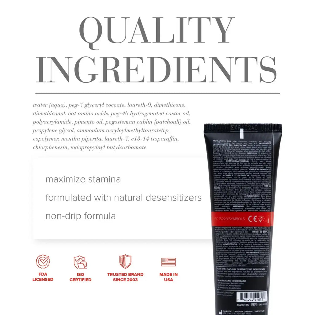 Jo® Prolonger Gel Natural Numbing Benzocaine Free – Rolik®