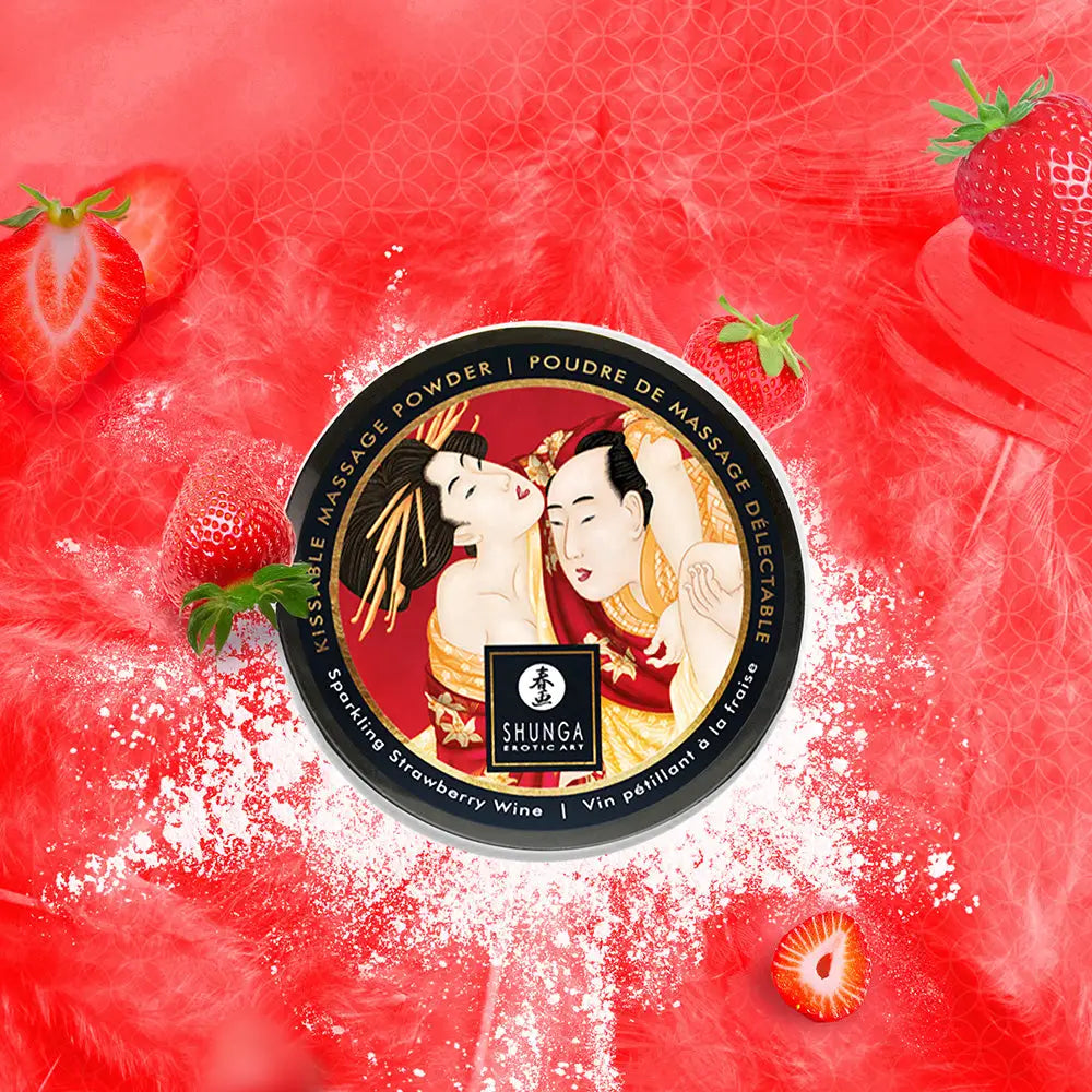 Sparkling Strawberry Wine Kissable Massage Body Powder