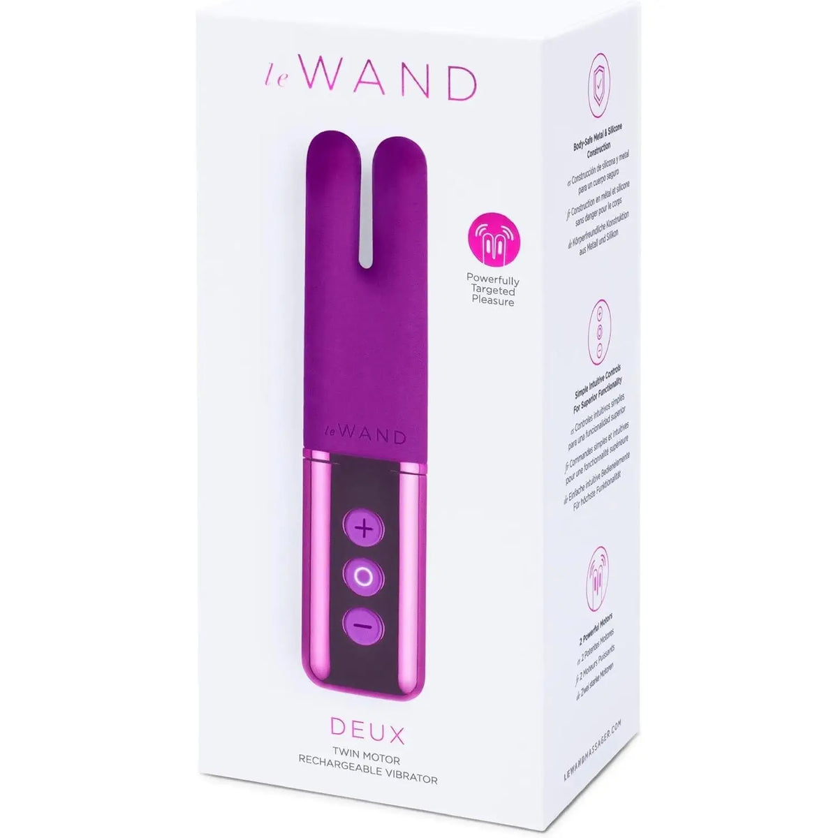 Le Wand Deux Twin-Motor Mini Vibrator - Rechargeable Clitoral Stimulator Purple