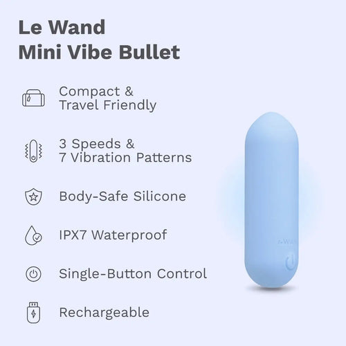 Le Wand Mini Vibe Bullet Vibrator – Rechargeable & Waterproof Sky Blue